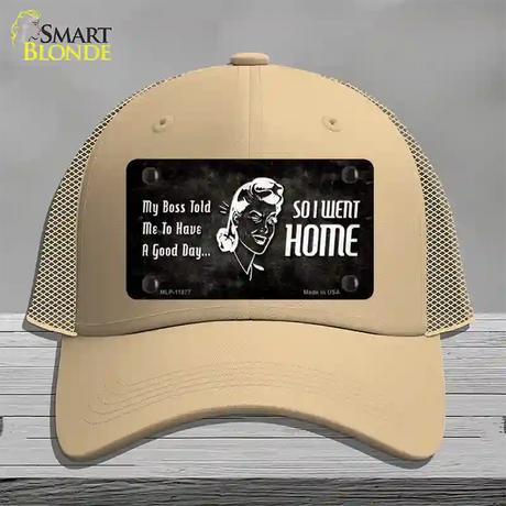 So I Went Home Novelty License Plate Hat Mesh / Khaki