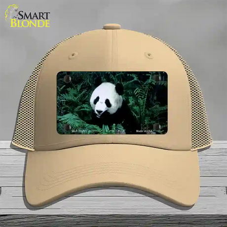 Panda Bear Novelty License Plate Hat Mesh / Khaki