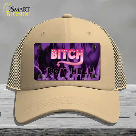 Bitch from Hell Novelty License Plate Hat Mesh / Khaki