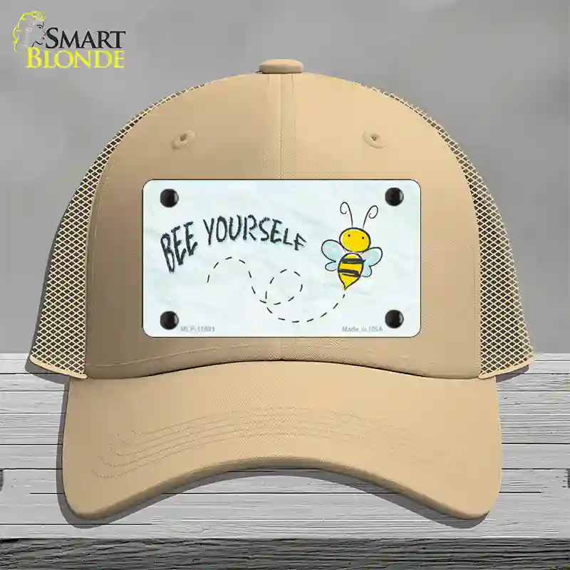 Bee Yourself Novelty License Plate Hat Mesh / Khaki