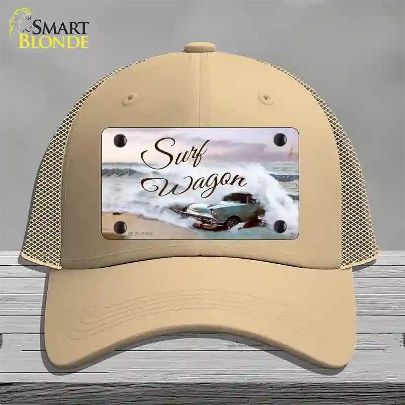 Surf Wagon Novelty License Plate Hat Mesh / Khaki