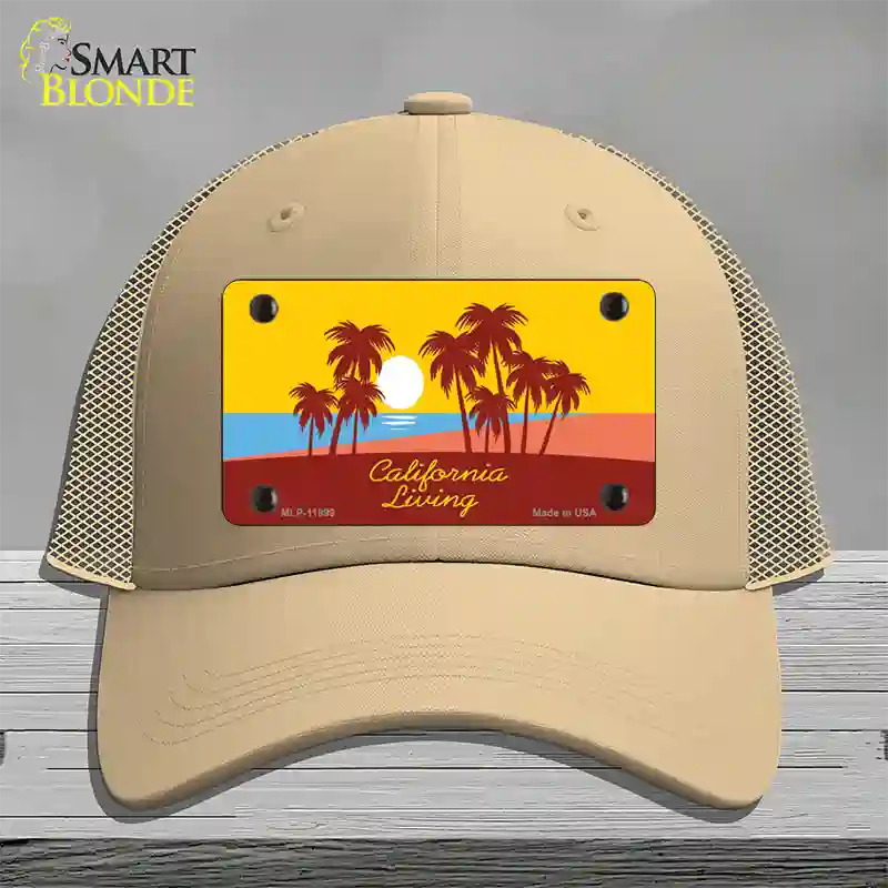 California Living Novelty License Plate Hat Mesh / Khaki