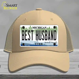 Michigan Best Husband Novelty License Plate Hat Mesh / Khaki