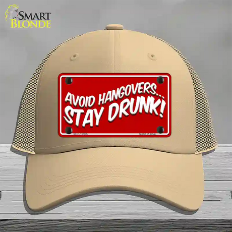 Avoid Hangovers Novelty License Plate Hat Mesh / Khaki