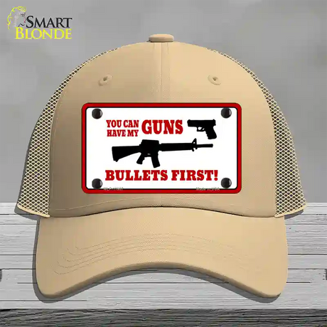 Bullets First Novelty License Plate Hat Mesh / Khaki