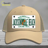 Florida Jacksonville Beach Novelty License Plate Hat Mesh / Khaki