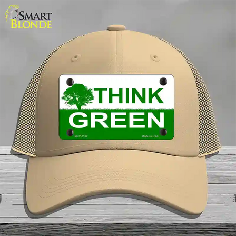 Think Green Novelty License Plate Hat Mesh / Khaki