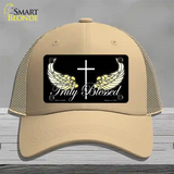 Truly Blessed Novelty License Plate Hat Mesh / Khaki