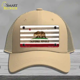 California Corrugated Flag Novelty License Plate Hat Mesh / Khaki