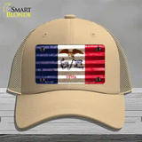 Iowa Corrugated Flag Novelty License Plate Hat Mesh / Khaki