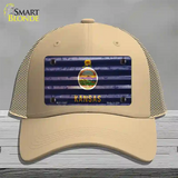 Kansas Corrugated Flag Novelty License Plate Hat Mesh / Khaki