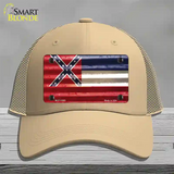 Mississippi Corrugated Flag Novelty License Plate Hat Mesh / Khaki