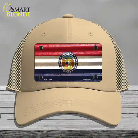 Missouri Corrugated Flag Novelty License Plate Hat Mesh / Khaki