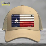 Texas Corrugated Flag Novelty License Plate Hat Mesh / Khaki