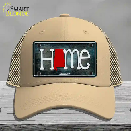 Alabama Home State Outline Novelty License Plate Hat Mesh / Khaki