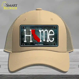 California Home State Outline Novelty License Plate Hat Mesh / Khaki