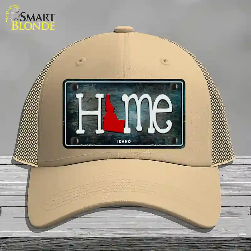 Idaho Home State Outline Novelty License Plate Hat Mesh / Khaki