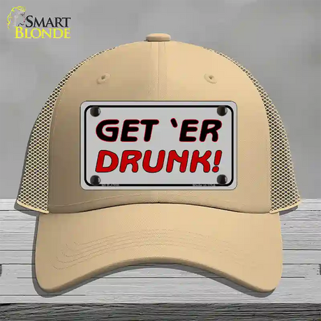 Get ER Drunk Novelty License Plate Hat Mesh / Khaki