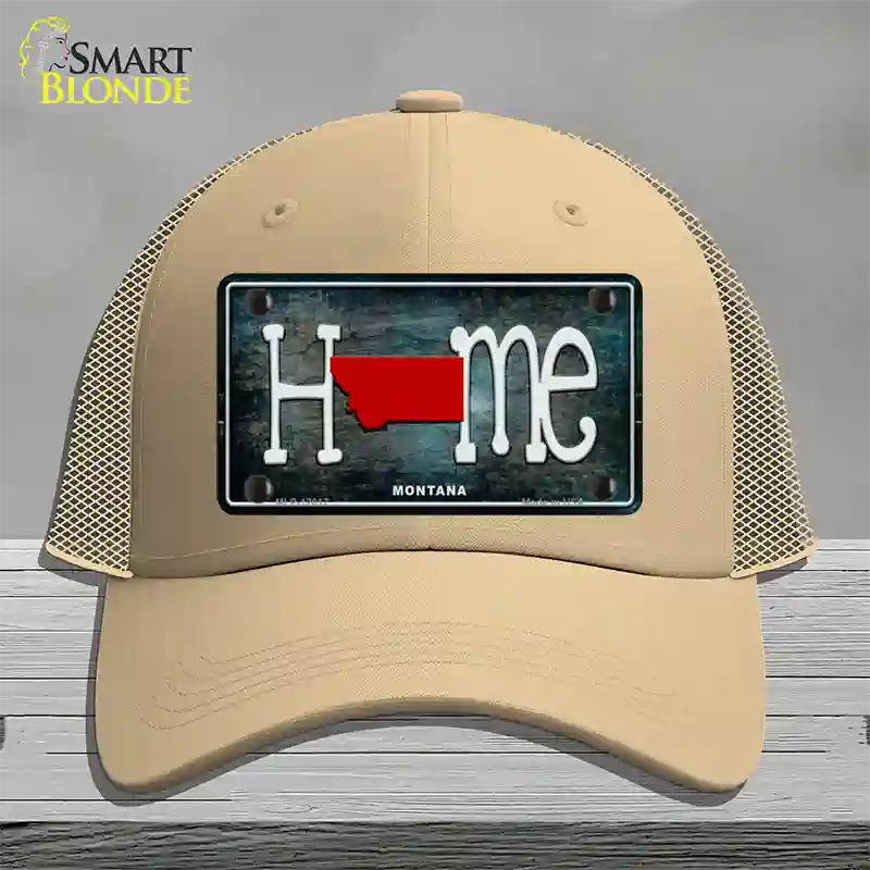 Montana Home State Outline Novelty License Plate Hat Mesh / Khaki