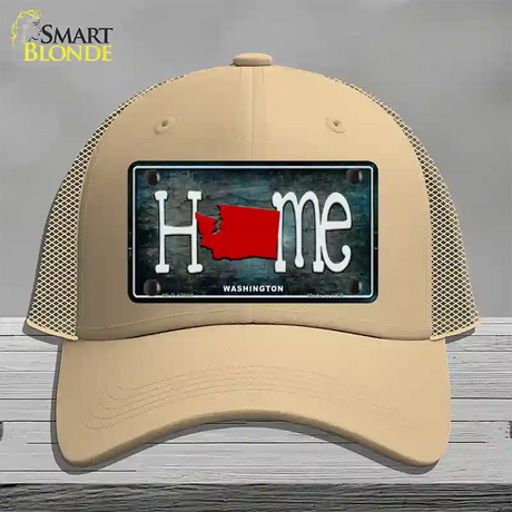 Washington Home State Outline Novelty License Plate Hat Mesh / Khaki