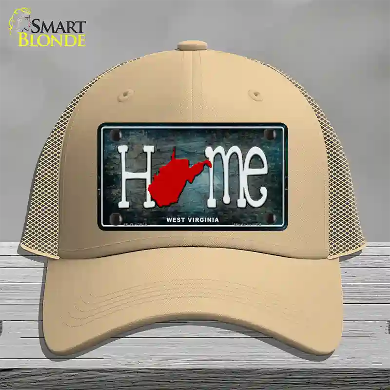 West Virginia Home State Outline Novelty License Plate Hat Mesh / Khaki