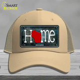 Wisconsin Home State Outline Novelty License Plate Hat Mesh / Khaki