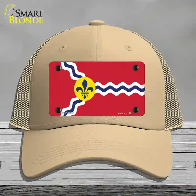 St. Louis State Flag Missouri Novelty License Plate Hat Mesh / Khaki