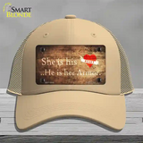 His Heart Her Armor Novelty License Plate Hat Mesh / Khaki