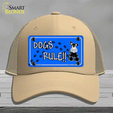 Dogs Rule Novelty License Plate Hat Tag Mesh / Khaki