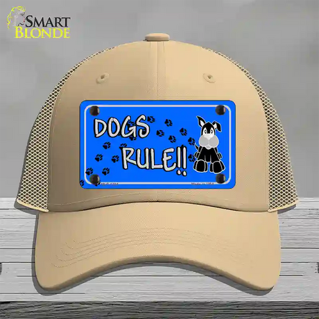 Dogs Rule Novelty License Plate Hat Tag Mesh / Khaki