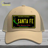 Santa Fe Black New Mexico Novelty License Plate Hat Mesh / Khaki