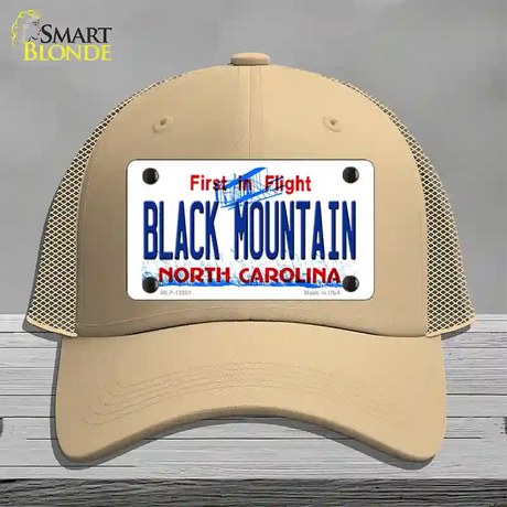 Black Mountain North Carolina Novelty License Plate Hat Mesh / Khaki