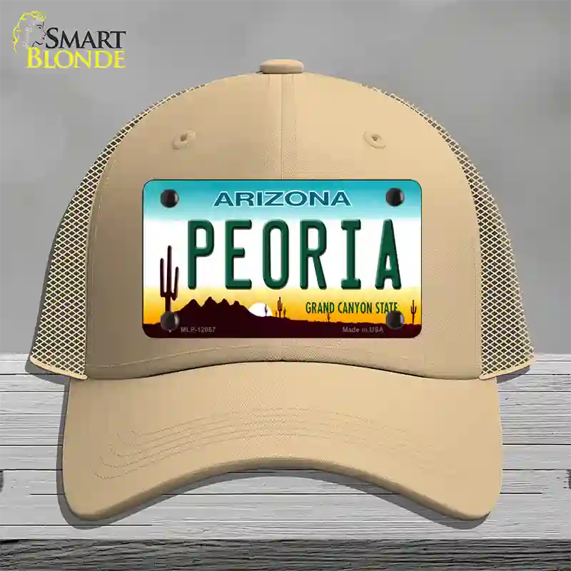 Peoria Arizona Novelty License Plate Hat Mesh / Khaki