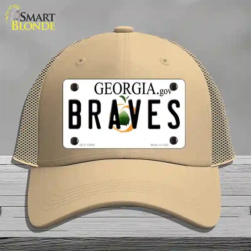 Georgia Braves Novelty License Plate Hat Mesh / Khaki