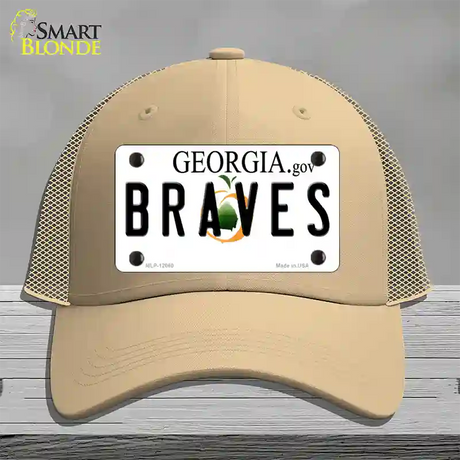 Georgia Braves Novelty License Plate Hat Mesh / Khaki