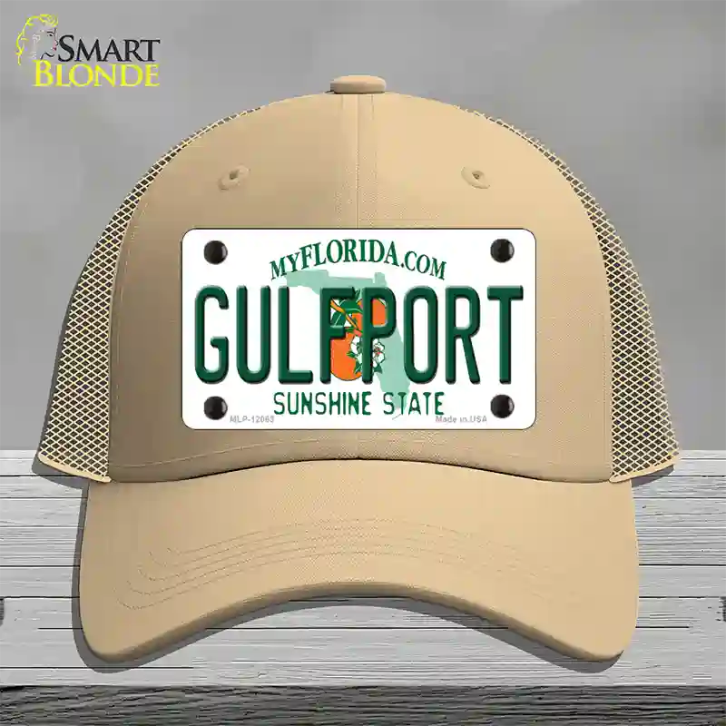 Florida Gulfport Novelty License Plate Hat Mesh / Khaki