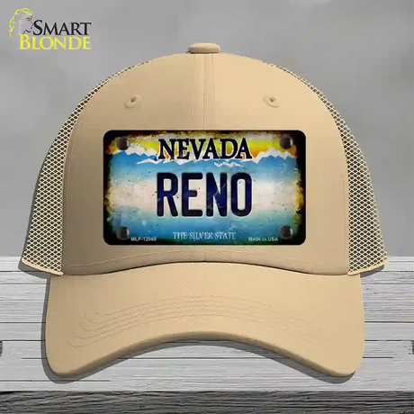 Nevada Reno Novelty License Plate Hat Mesh / Khaki