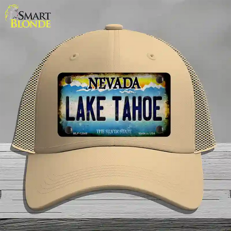 Nevada Lake Tahoe Novelty License Plate Hat Mesh / Khaki