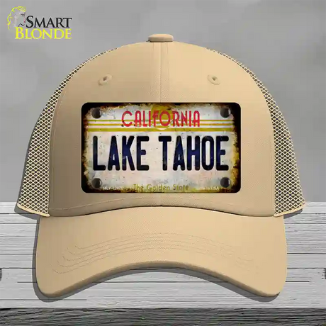 California Lake Tahoe Novelty License Plate Hat Mesh / Khaki