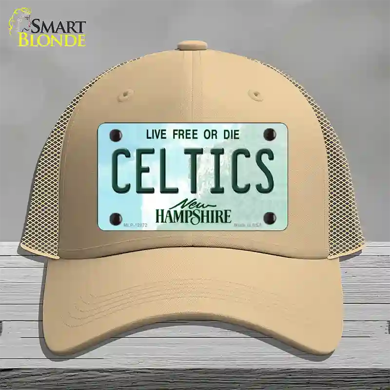 Celtics New Hampshire State Novelty License Plate Hat Mesh / Khaki