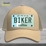 Biker New Hampshire State Novelty License Plate Hat Mesh / Khaki