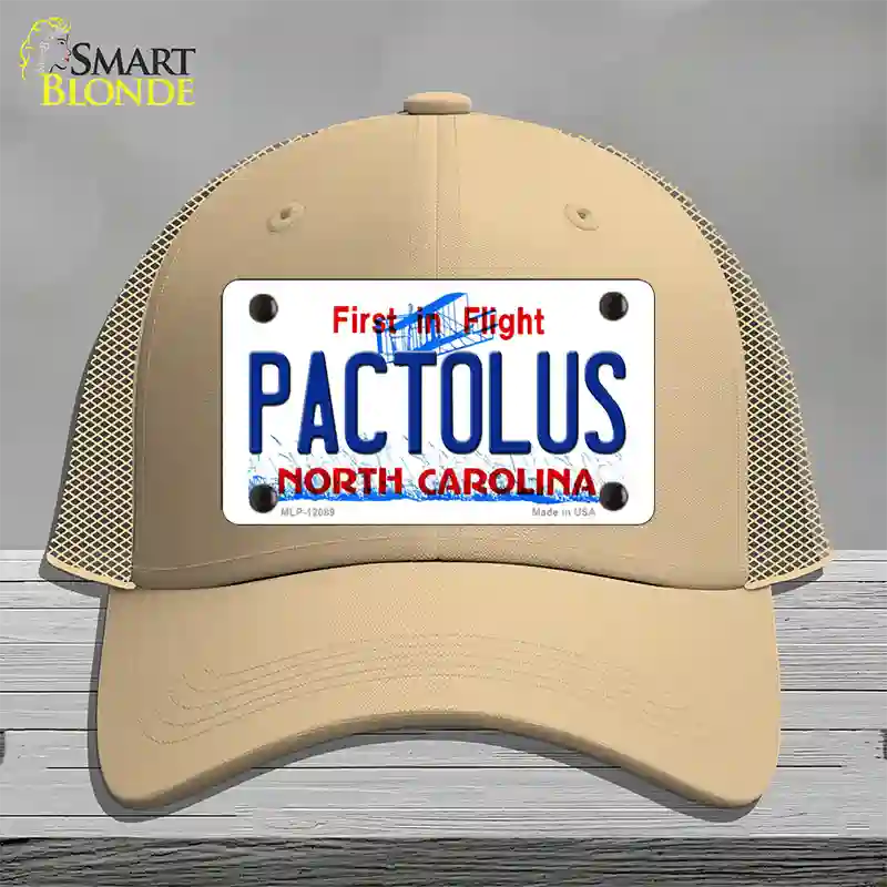 Pactolus North Carolina State Novelty License Plate Hat Mesh / Khaki