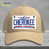 Cherokee North Carolina State Novelty License Plate Hat Mesh / Khaki