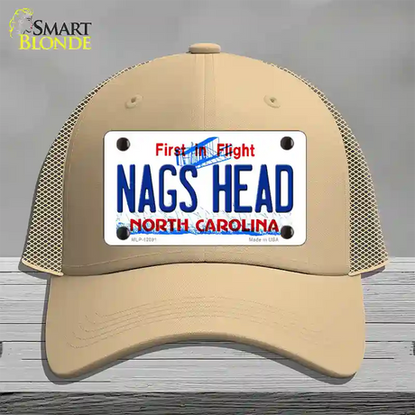 Nags Head North Carolina State Novelty License Plate Hat Mesh / Khaki