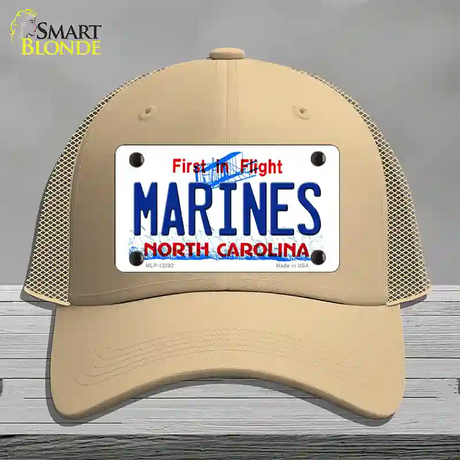 Marines North Carolina State Novelty License Plate Hat Mesh / Khaki