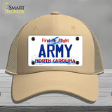 Army North Carolina State Novelty License Plate Hat Mesh / Khaki