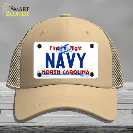 Navy North Carolina State Novelty License Plate Hat Mesh / Khaki