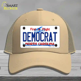 Democrat North Carolina State Novelty License Plate Hat Mesh / Khaki