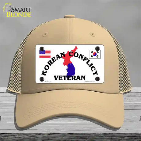 Korean Conflict Veteran Novelty License Plate Hat Mesh / Khaki