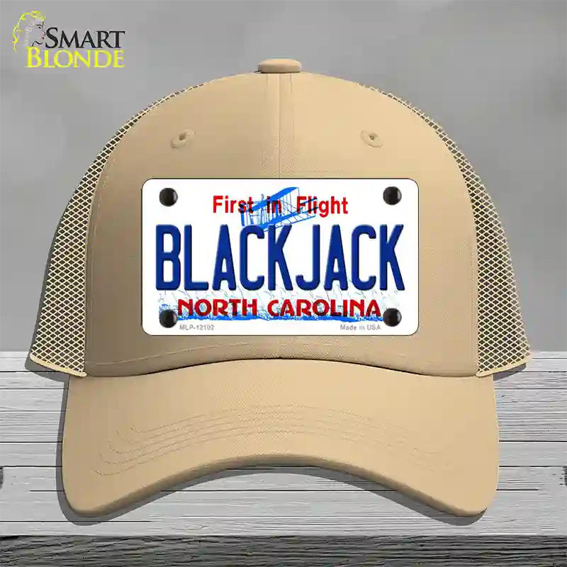 Blackjack North Carolina State Novelty License Plate Hat Mesh / Khaki